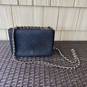 Tory Burch Black Perforated Gold Chain Bag